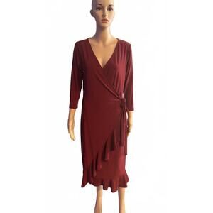 Elegant Wrap Dress by Symphony - Burgundy